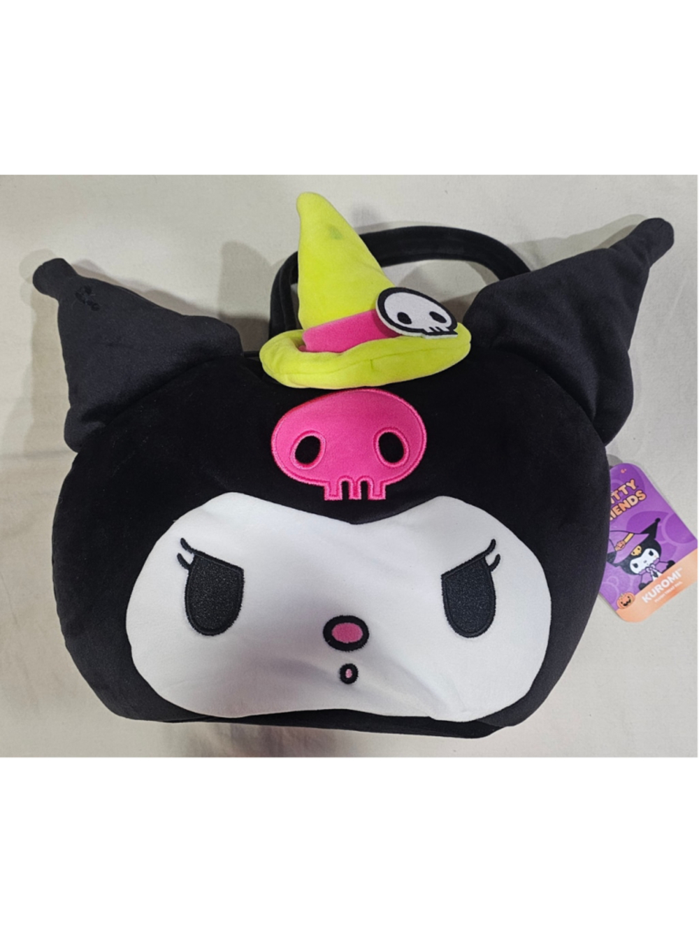 Girls Sanrio Kuromi Halloween Plush Treat Pail Black Pink